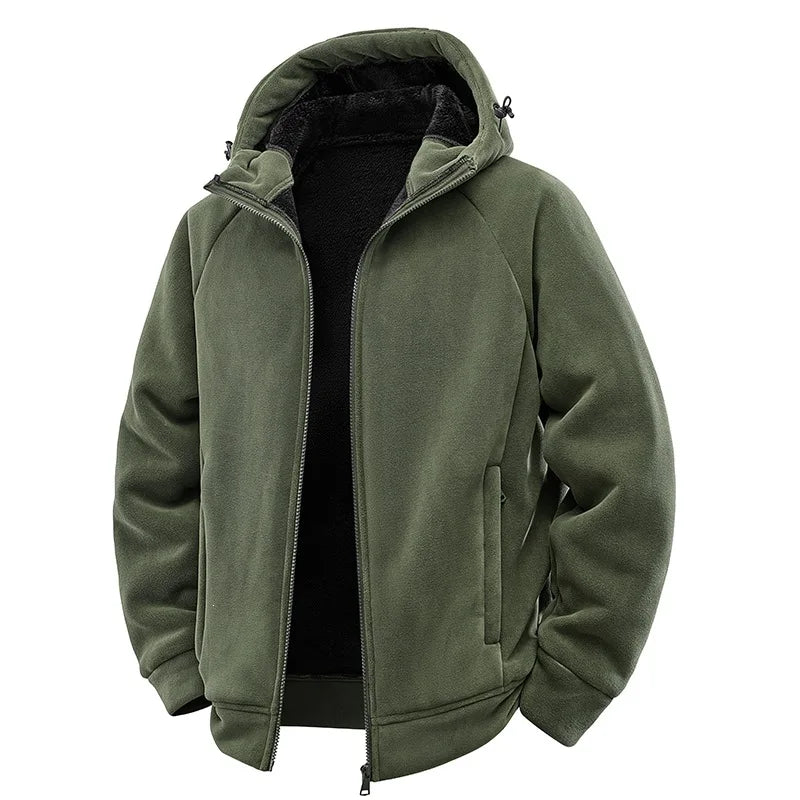 Men's Hooded Jacket – Warm Lined Full Zip Winter Coat with Long Sleeves and Pockets