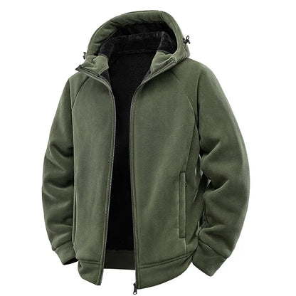 Men's Hooded Jacket – Warm Lined Full Zip Winter Coat with Long Sleeves and Pockets