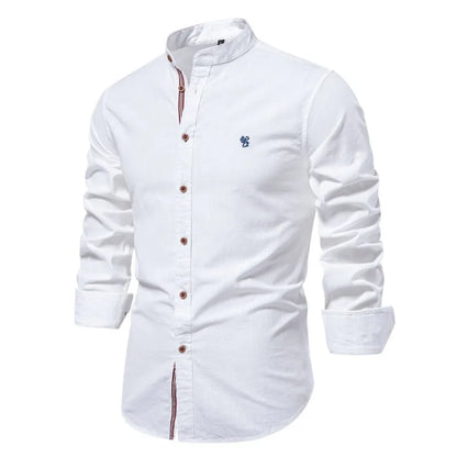 Men's Long Sleeve Grandad Collar Button Shirt
