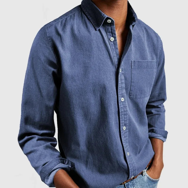 Men's Long Sleeve Button Down Shirt with Chest Pocket