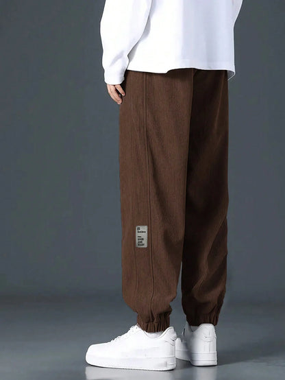 Men's Loose Fit Trousers with Elasticated Cuffed Waist