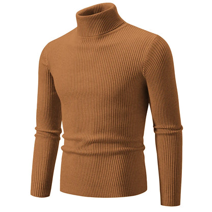 Men's Ribbed Turtleneck Jumper with Fitted Long Sleeves