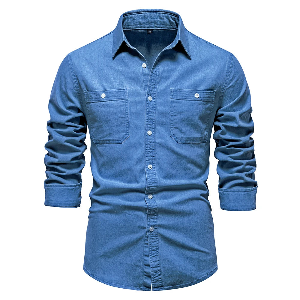Men's Long Sleeve Button Down Shirt with Chest Pockets
