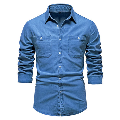 Men's Long Sleeve Button Down Shirt with Chest Pockets