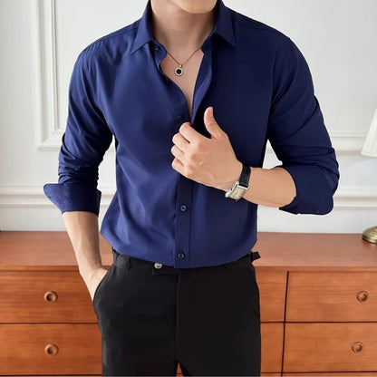 Men's Long Sleeve Button Down Shirt with Spread Collar
