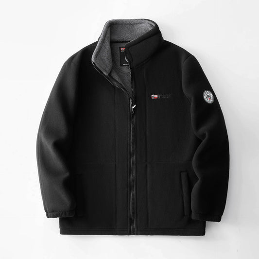 Men's Full Zip Bomber Jacket with Stand Collar – Long Sleeve Two Pocket Outerwear