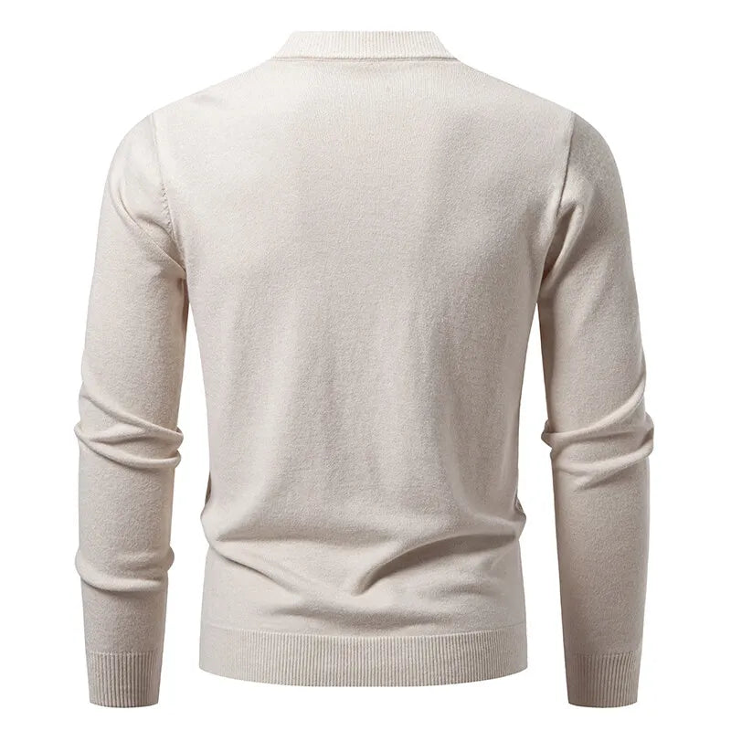 Men's Knitted V Neck Cardigan with Diamond Pattern Detail