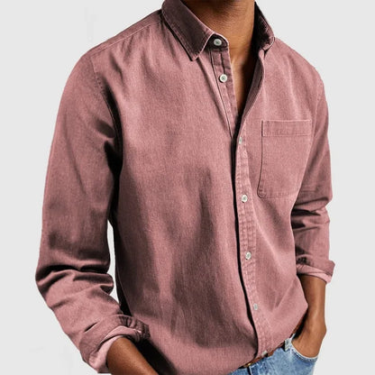 Men's Long Sleeve Button Down Shirt with Chest Pocket