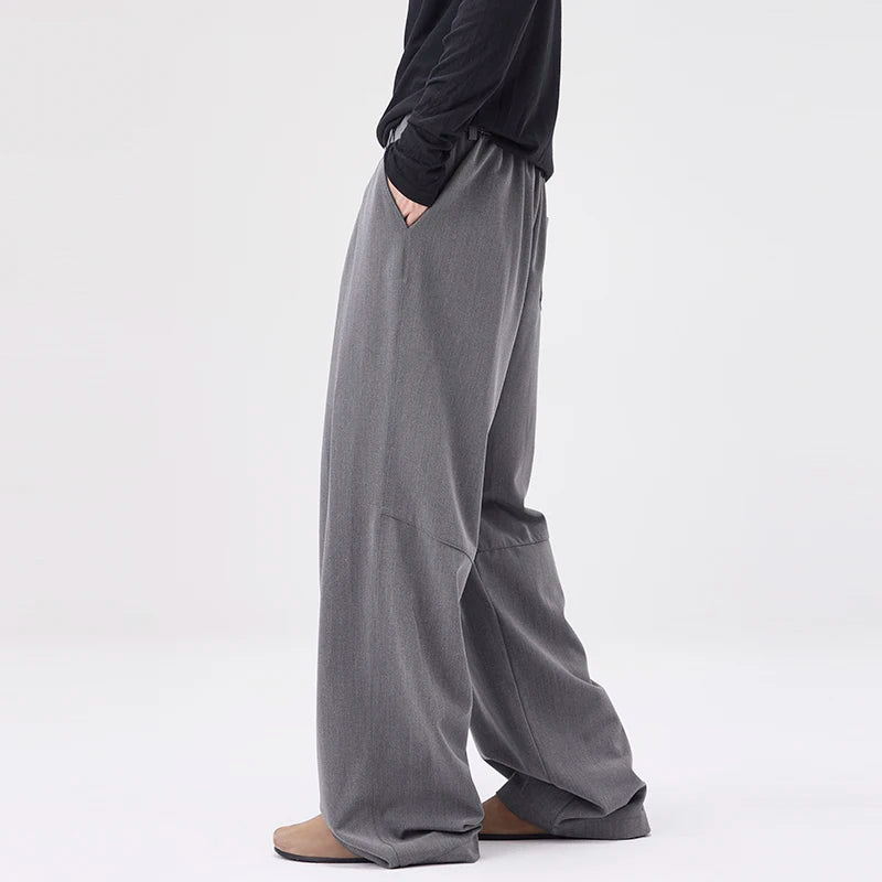 Men's Wide Leg Trousers with Pleated Front