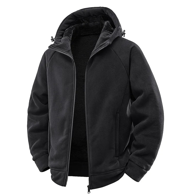 Men's Hooded Jacket – Warm Lined Full Zip Winter Coat with Long Sleeves and Pockets