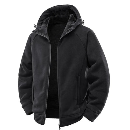 Men's Hooded Jacket – Warm Lined Full Zip Winter Coat with Long Sleeves and Pockets