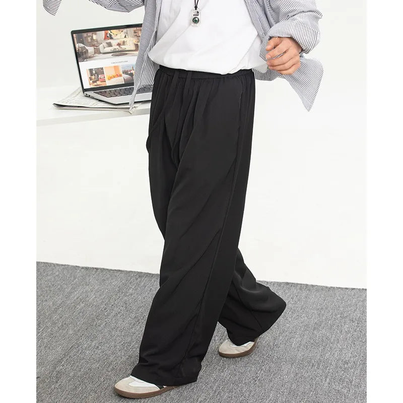 Men's Wide Leg Trousers with Drawstring Waist