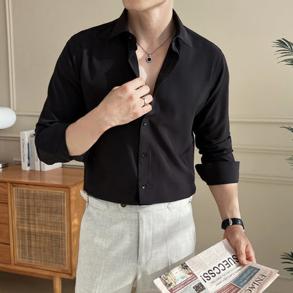 Men's Long Sleeve Button Down Shirt with Spread Collar