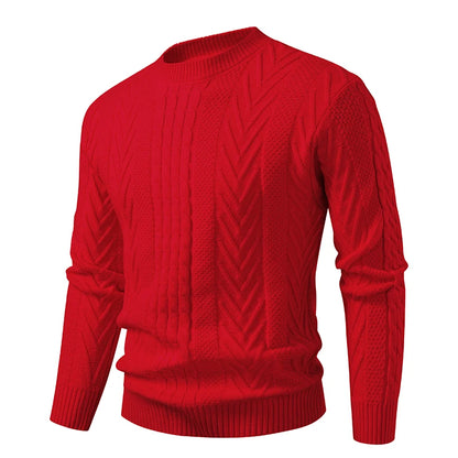 Men's Cable Knit Crew Neck Jumper with Textured Pattern