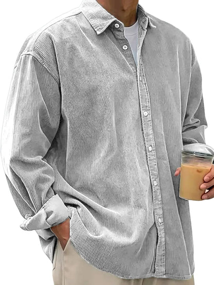 Men's Corduroy Long Sleeve Button Down Shirt