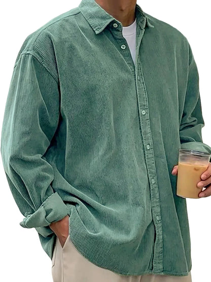 Men's Corduroy Long Sleeve Button Down Shirt