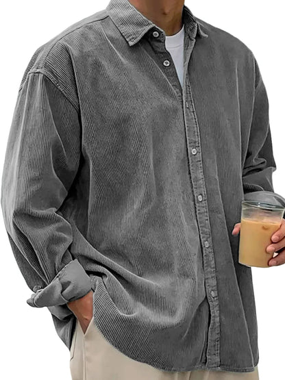 Men's Corduroy Long Sleeve Button Down Shirt
