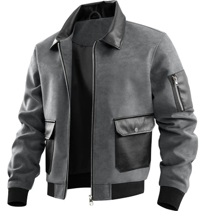 Men's Bomber Jacket – Zip Front Long Sleeve Jacket with Ribbed Cuffs and Pockets