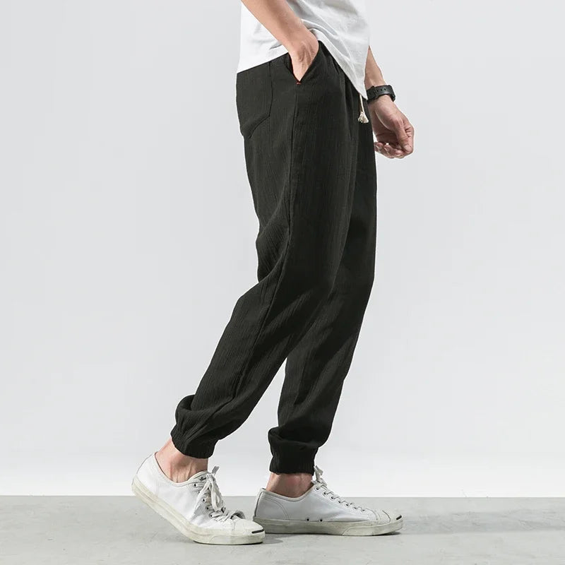 Men's Tapered Joggers with Elasticated Waist and Cuffed Hems