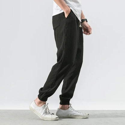 Men's Tapered Joggers with Elasticated Waist and Cuffed Hems