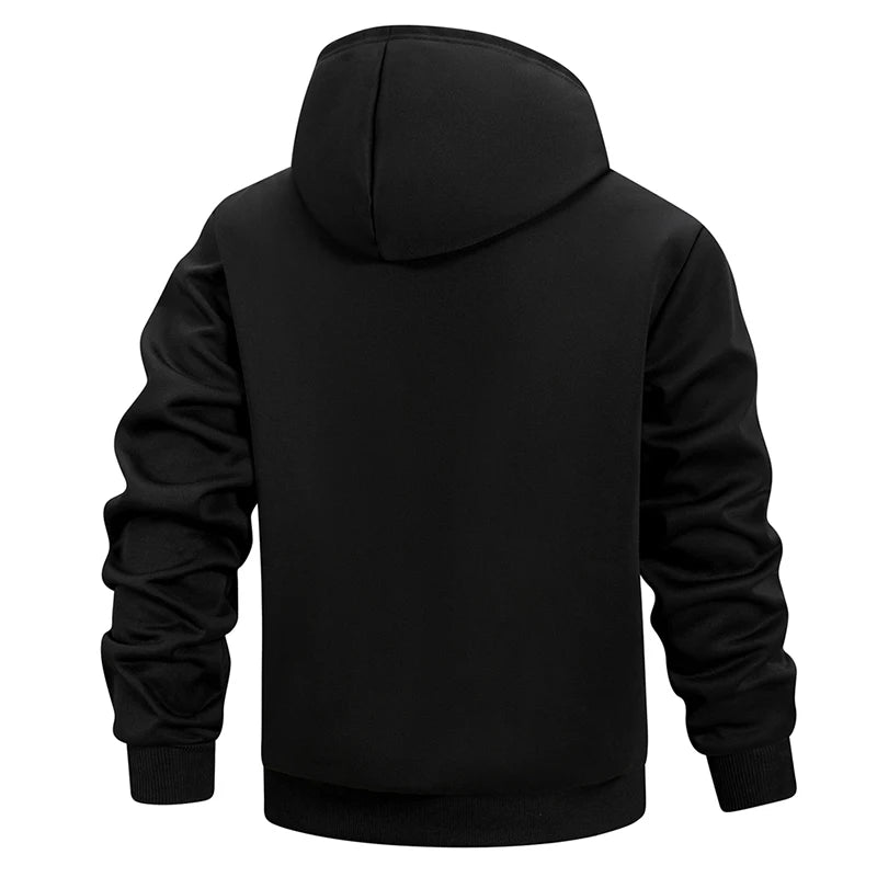 Men's Hooded Jacket – Warm Lined Winter Coat with Full Zip and Zipped Side Pockets