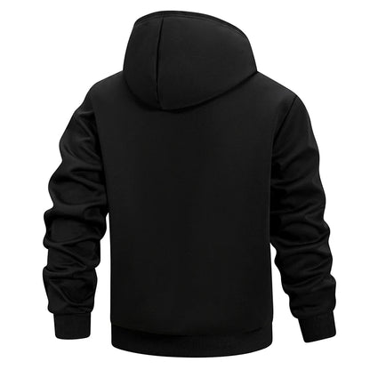 Men's Hooded Jacket – Warm Lined Winter Coat with Full Zip and Zipped Side Pockets