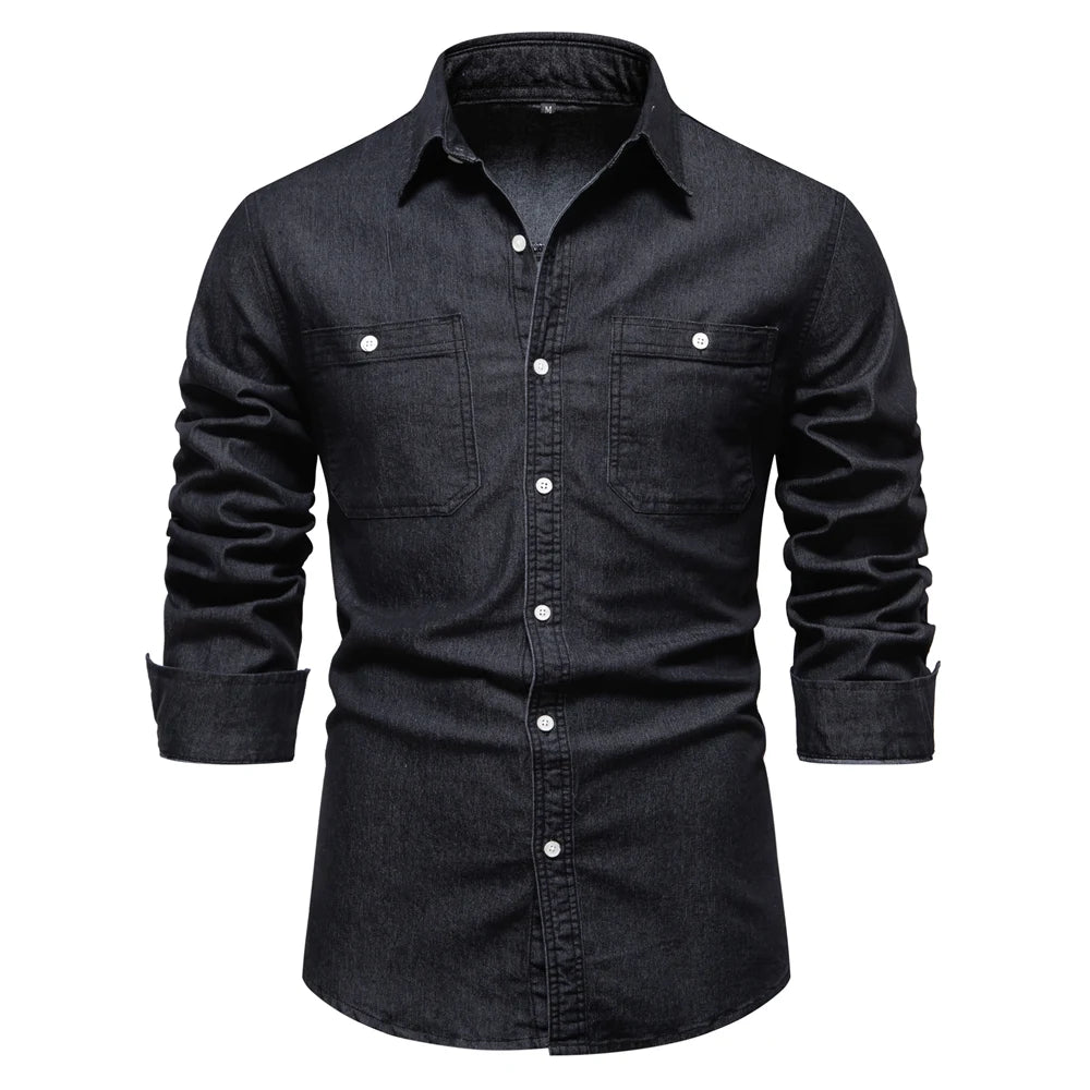 Men's Long Sleeve Button Down Shirt with Chest Pockets