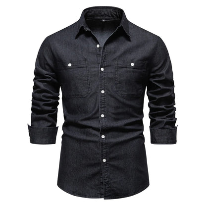 Men's Long Sleeve Button Down Shirt with Chest Pockets