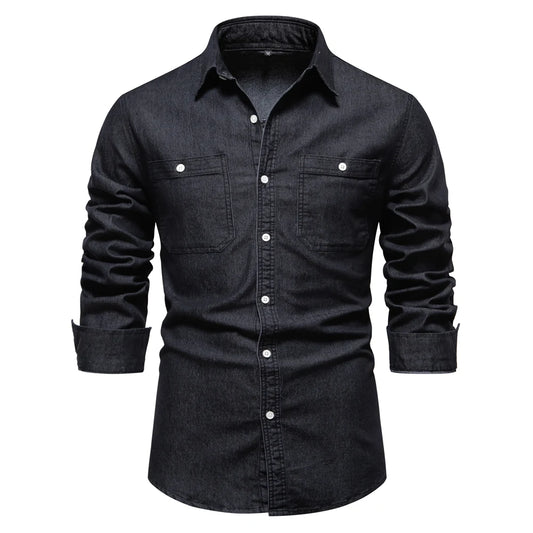 Men's Long Sleeve Button Down Shirt with Chest Pockets