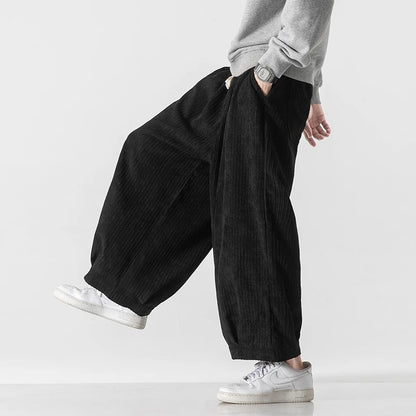 Men's Wide Leg Harem Trousers Loose Fit Drawstring Waist