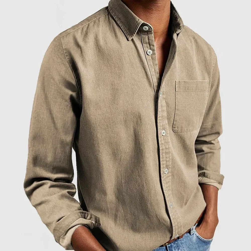 Men's Long Sleeve Button Down Shirt with Chest Pocket