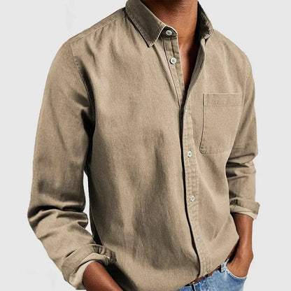 Men's Long Sleeve Button Down Shirt with Chest Pocket