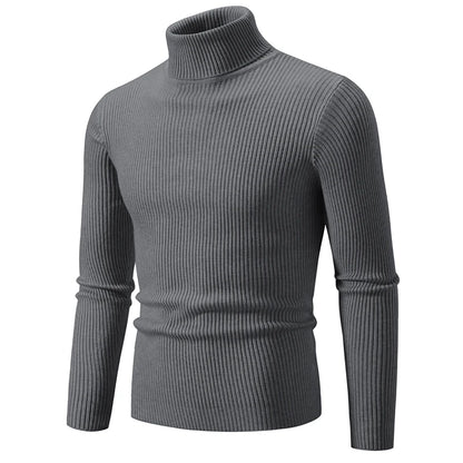 Men's Ribbed Turtleneck Jumper with Fitted Long Sleeves