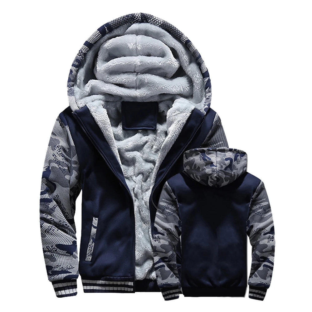 Men's Hooded Jacket – Plush Lined Full Zip Front Long Sleeve Outerwear