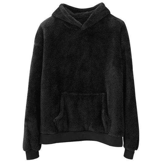 Men's Textured Fleece Hoodie – Long Sleeve Pullover with Kangaroo Pocket and Ribbed Hem