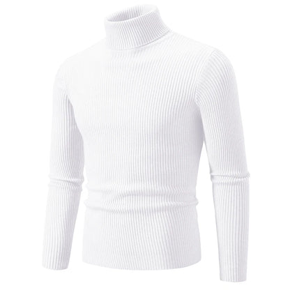 Men's Ribbed Turtleneck Jumper with Fitted Long Sleeves