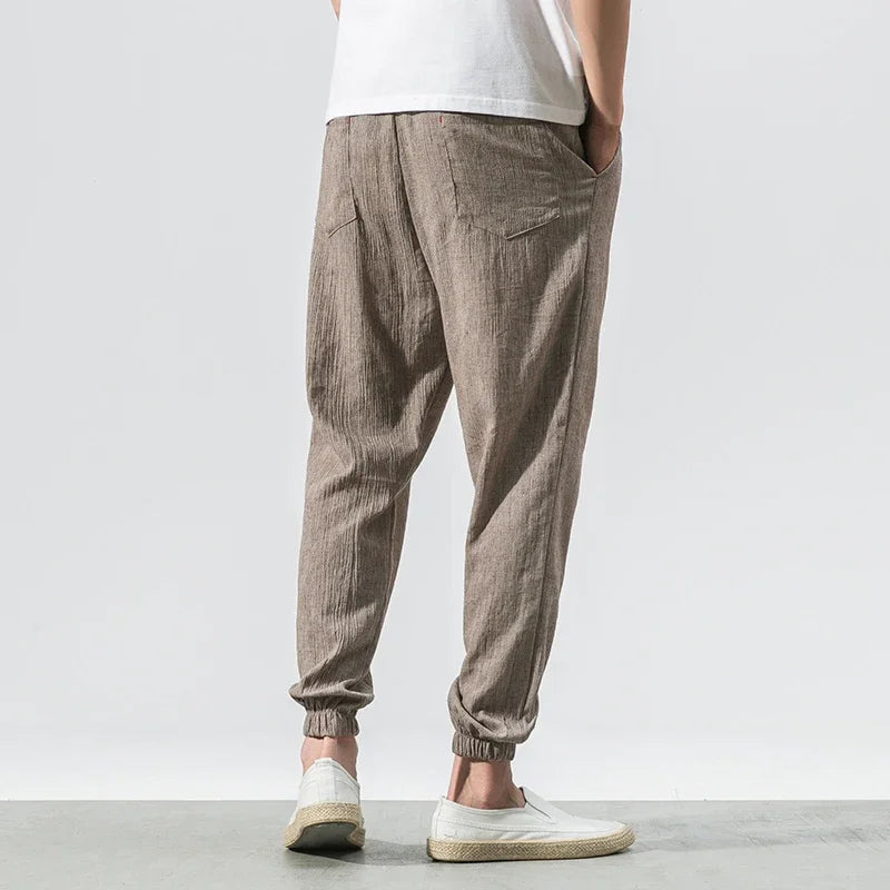 Men's Tapered Joggers with Elasticated Waist and Cuffed Hems