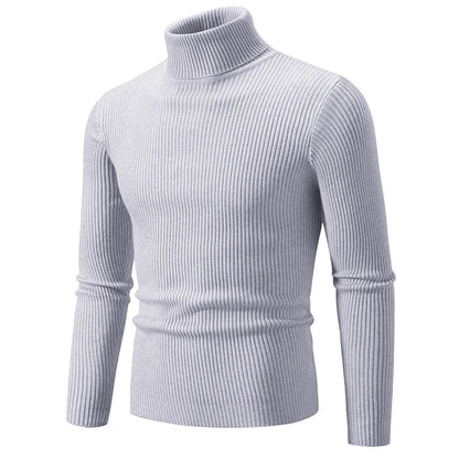Men's Ribbed Turtleneck Jumper with Fitted Long Sleeves