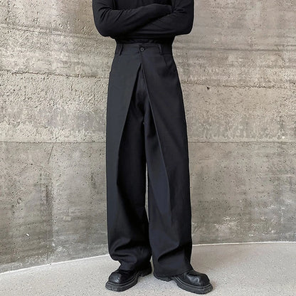 Men's Pleated Wide Leg Trousers – Loose Fit