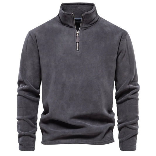 Men's Quarter Zip Jumper with Stand Collar – Long Sleeve Pullover Sweatshirt