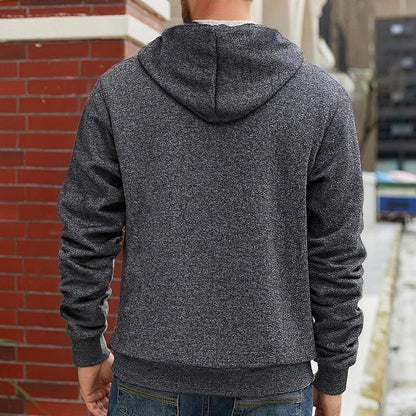 Men's Hooded Jacket – Warm Lined Winter Coat with Full Zip and Zipped Side Pockets