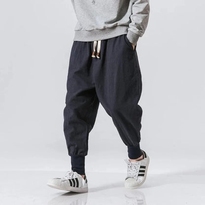 Men's Harem Trousers Relaxed Fit Drawstring Waist Elasticated Cuffs