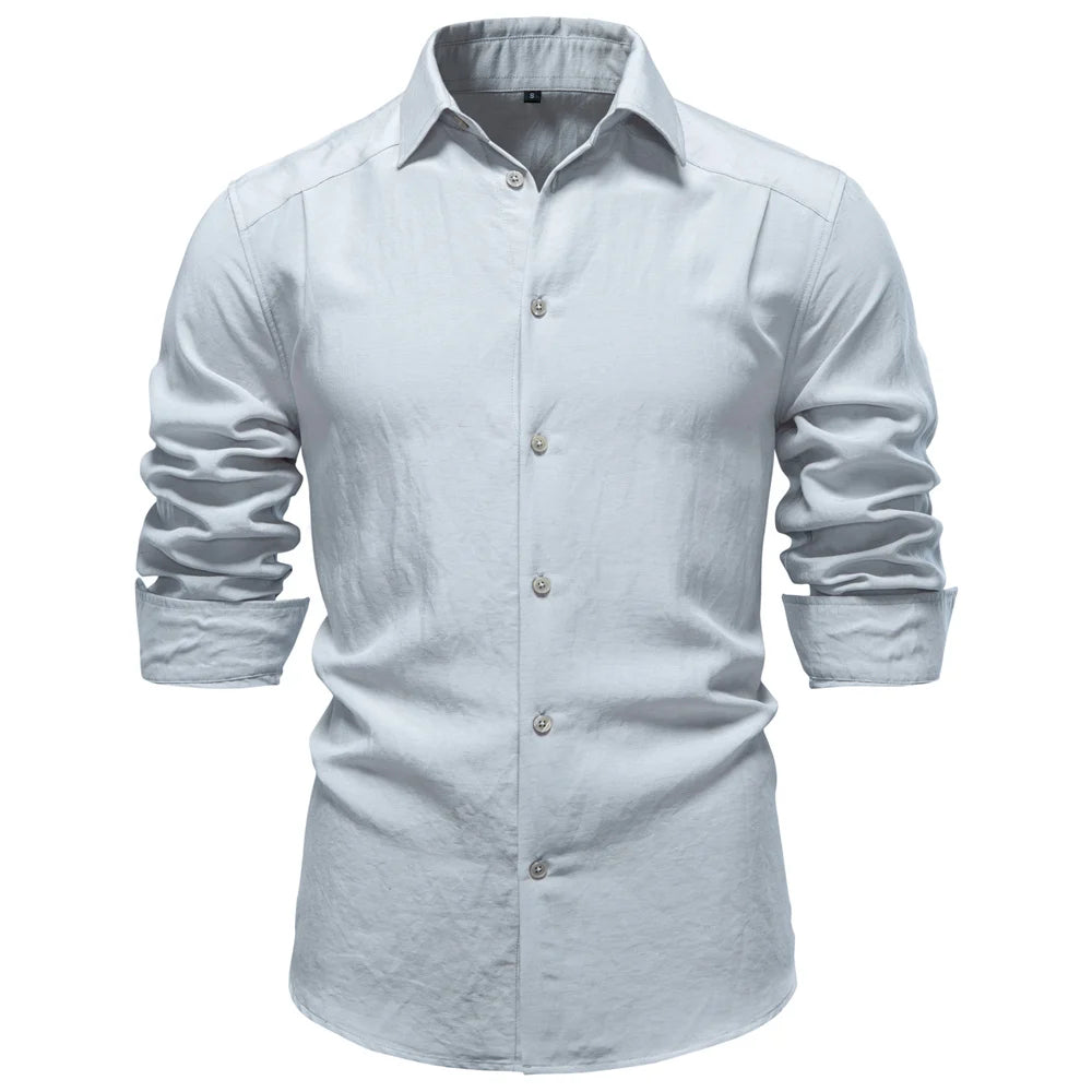 Men's Long Sleeve Button Down Shirt with Turn Up Cuffs