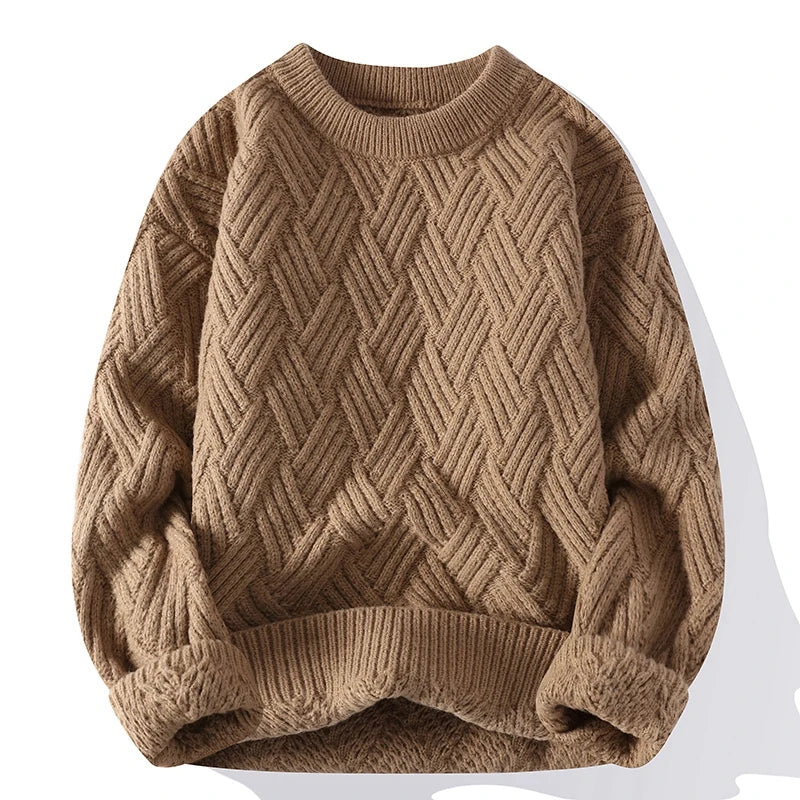 Men's Textured Knit Jumper with Geometric Pattern