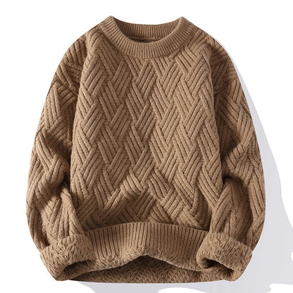 Men's Textured Knit Jumper with Geometric Pattern
