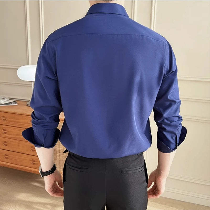 Men's Long Sleeve Button Down Shirt with Spread Collar