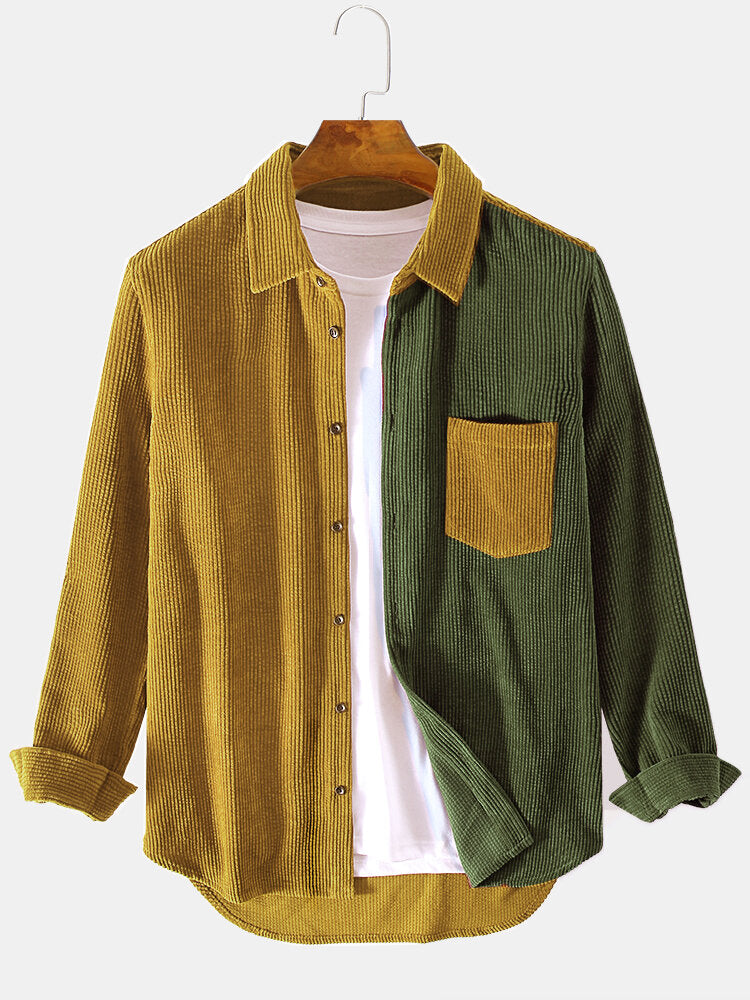 Men's Button Up Patch Pocket Casual Shirt