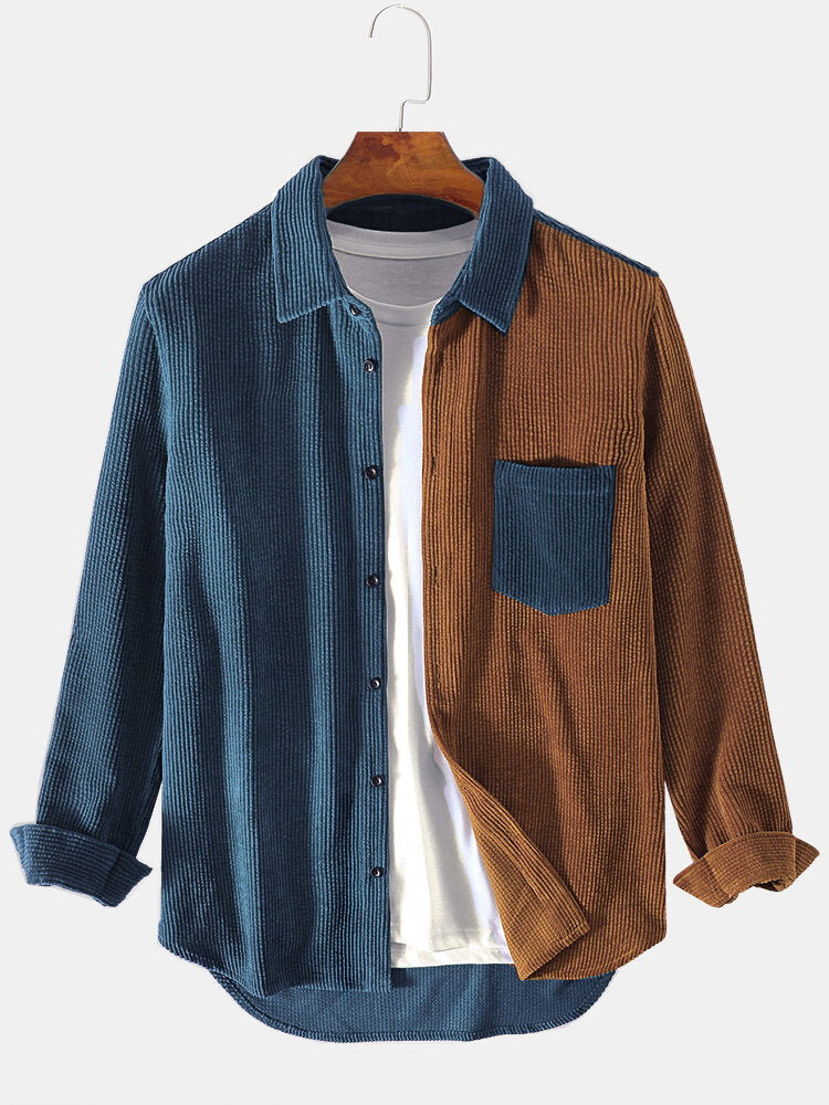 Men's Button Up Patch Pocket Casual Shirt