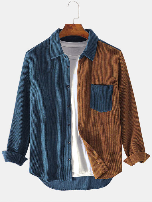 Men's Button Up Patch Pocket Casual Shirt