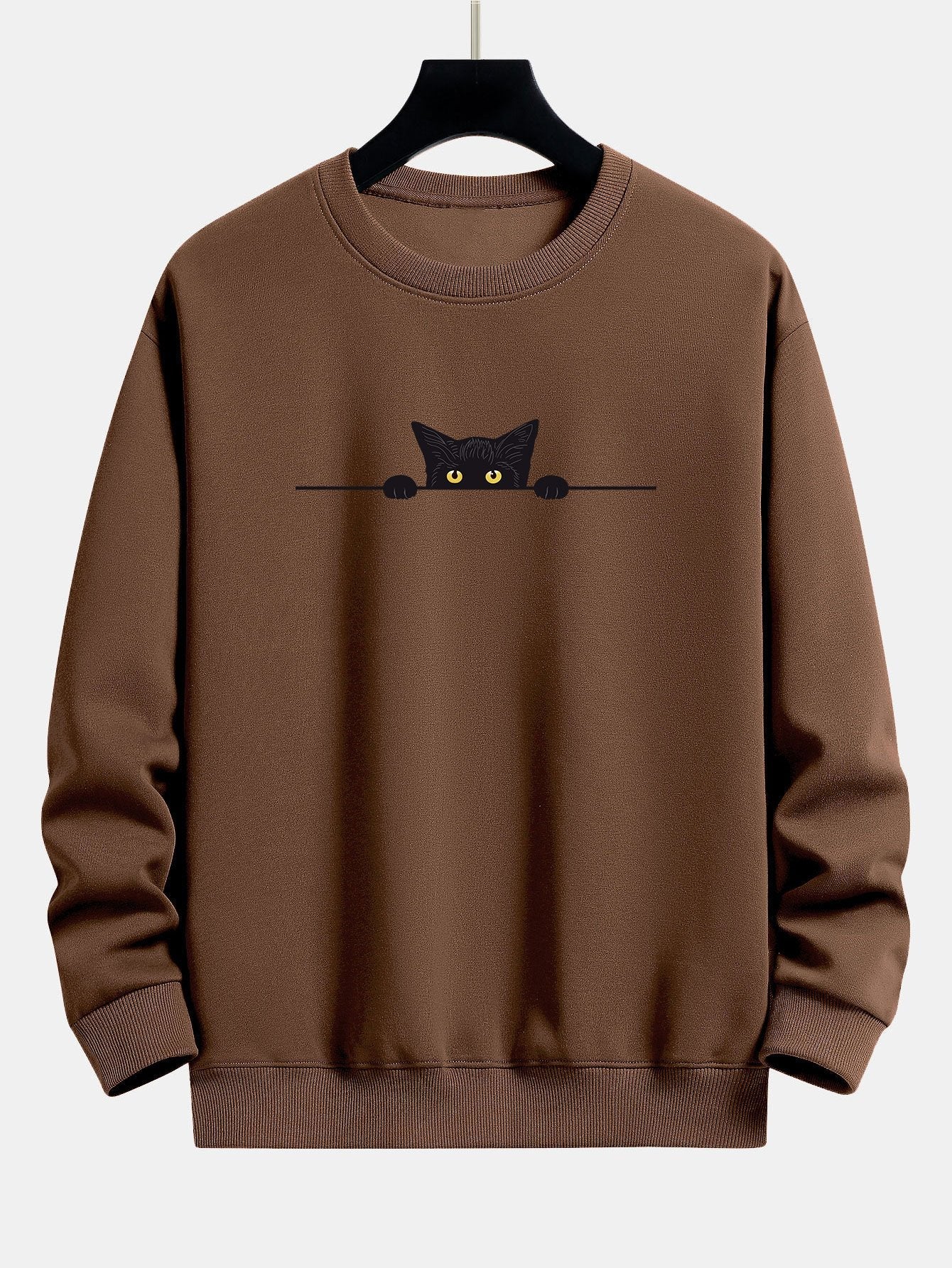 Men's Cat Graphic Crew Neck Sweatshirt Long Sleeve Pullover Top
